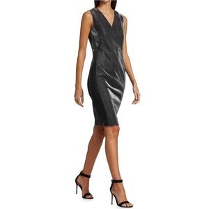 Akris Punto Metallic Silver Sheath Dress Size 8 NWT